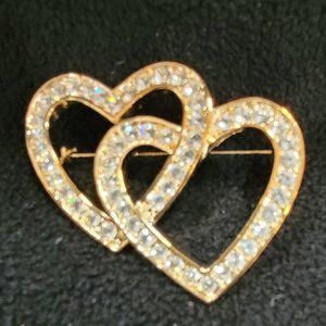 Double Heart Brooch
